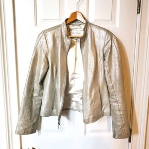White house black market metalic leather jacket